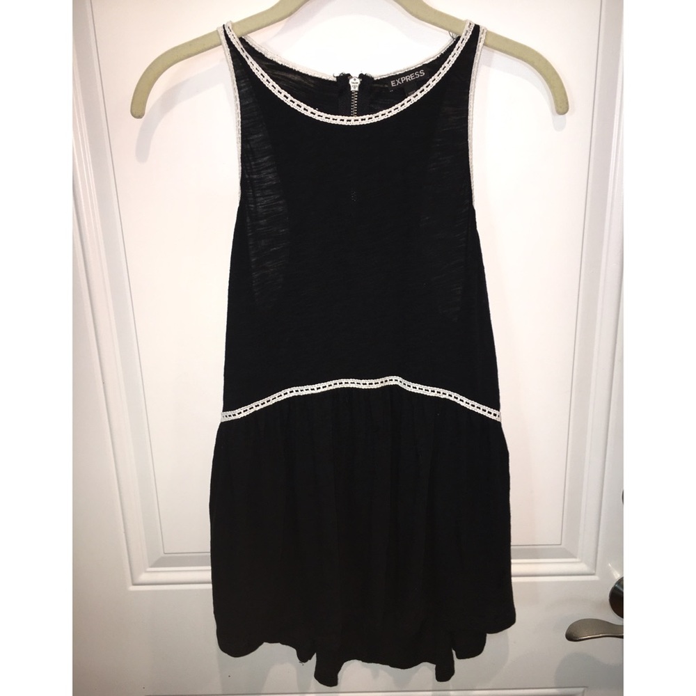 Express black sleeveless blouse with white trim